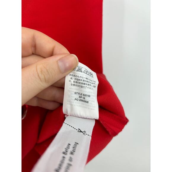 J. Crew Top Womens 12 Scalloped Grommet Hem Tank Red Sleeveless Zip Back - Picture 5 of 6